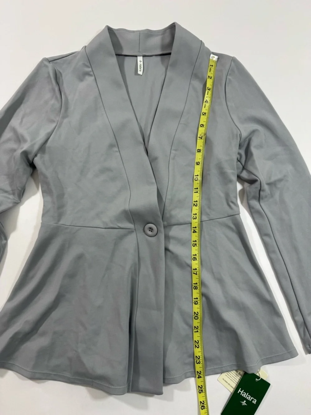 New Halara V Neck Single Button Peplum Jacket Earthy Grey - Picture 7 of 8